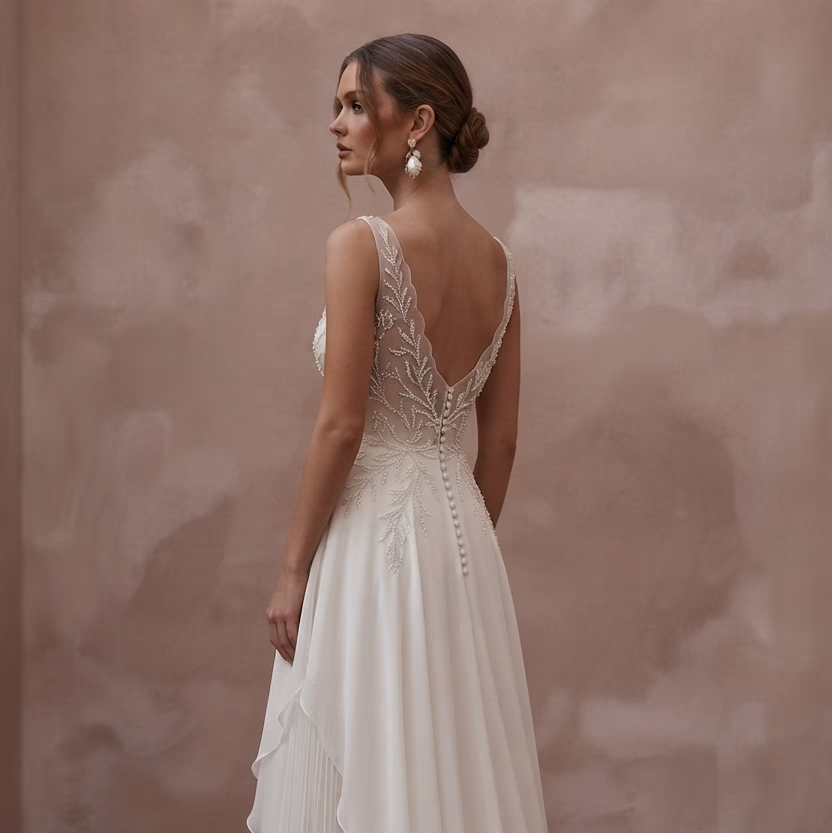 Georgette Wedding Dresses with Soft Feminine Movement - Apparel & Accessories > Clothing > Wedding & Bridal Party Dresses > Wedding Dresses - Mignonette