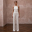 Glamorous Ivory Sequin Halter Jumpsuit for New Year's Eve Renewal - Apparel & Accessories > Clothing > Wedding & Bridal Party Dresses > Wedding Dresses - Mignonette Bridal