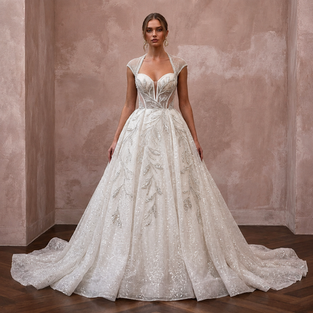 Glitter Mesh Wedding Dresses with Glamorous Style