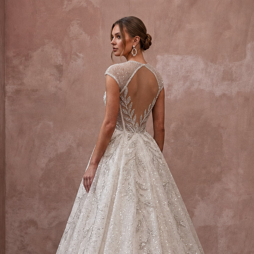 Glitter Mesh Wedding Dresses with Glamorous Style - Apparel & Accessories > Clothing > Wedding & Bridal Party Dresses > Wedding Dresses - Mignonette Bridal