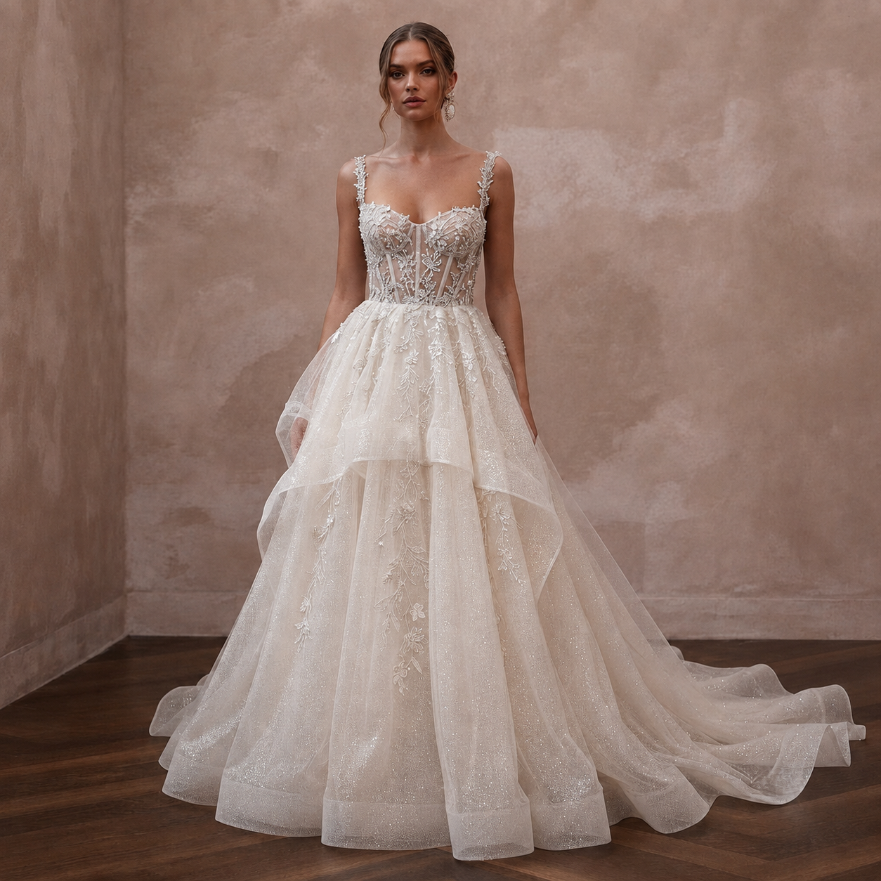 Glitter Organza Wedding Dresses with Fairytale Beauty Main image