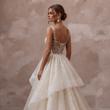 Glitter Organza Wedding Dresses with Fairytale Beauty