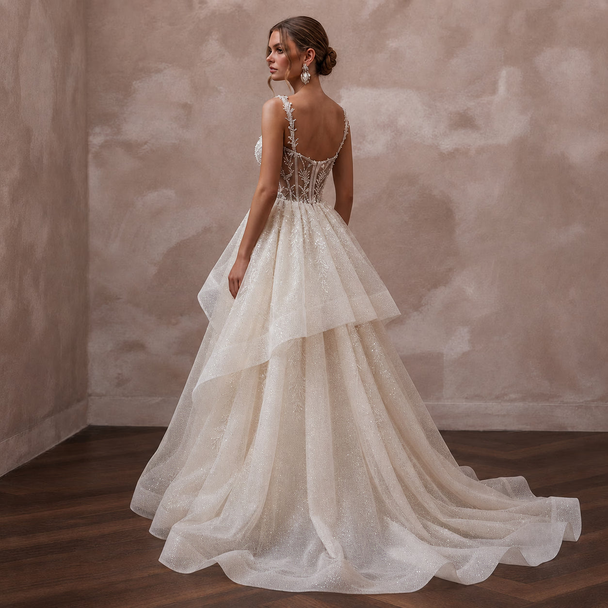 Glitter Organza Wedding Dresses with Fairytale Beauty - Apparel & Accessories > Clothing > Wedding & Bridal Party Dresses > Wedding Dresses - Mignonette
