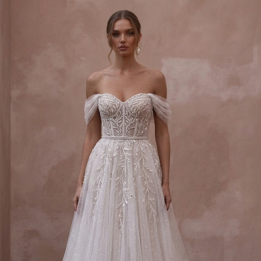 Glitter Tulle Wedding Dresses with Fairytale Elegance