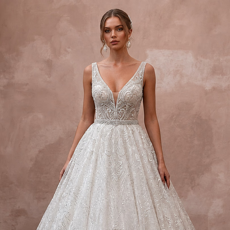 Glitter Tulle Wedding Dresses with Sparkling Elegance - Apparel & Accessories > Clothing > Wedding & Bridal Party Dresses > Wedding Dresses - Mignonette Bridal