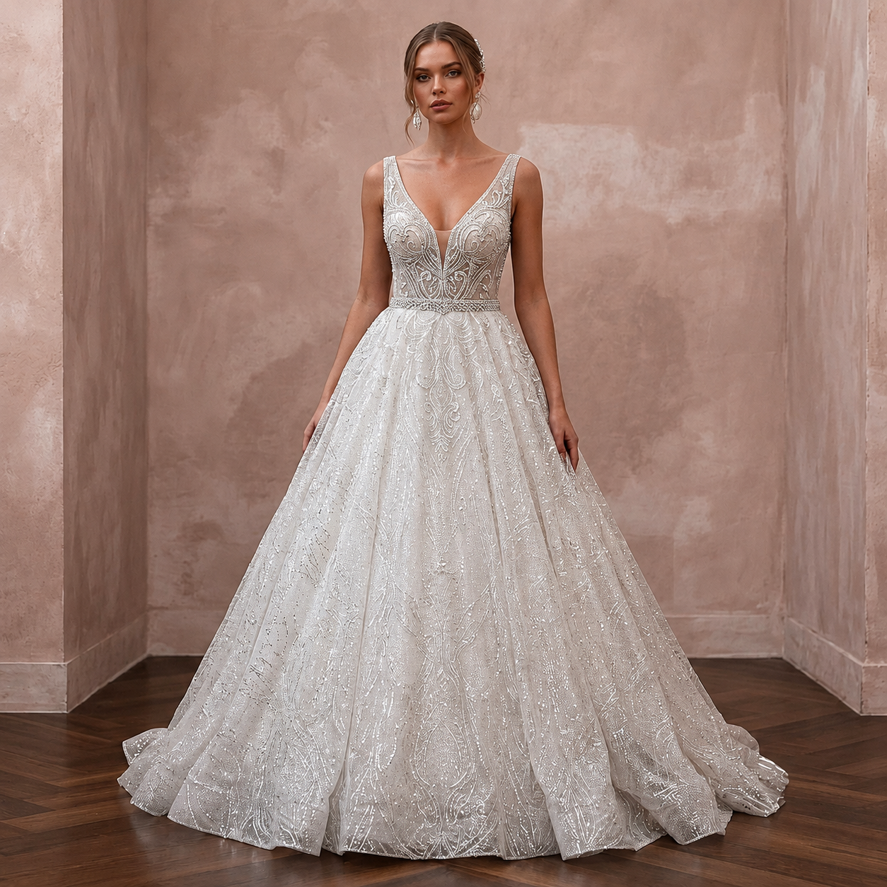 Glitter Tulle Wedding Dresses with Sparkling Elegance