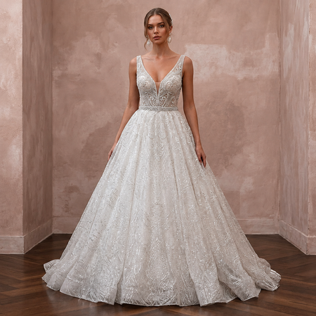 Glitter Tulle Wedding Dresses with Sparkling Elegance