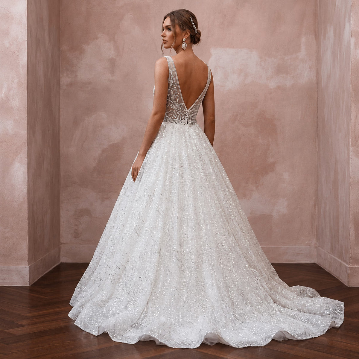 Glitter Tulle Wedding Dresses with Sparkling Elegance - Apparel & Accessories > Clothing > Wedding & Bridal Party Dresses > Wedding Dresses - Mignonette Bridal