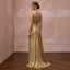 Gold Lurex Draped Grecian One-Shoulder Maxi Evening Dress