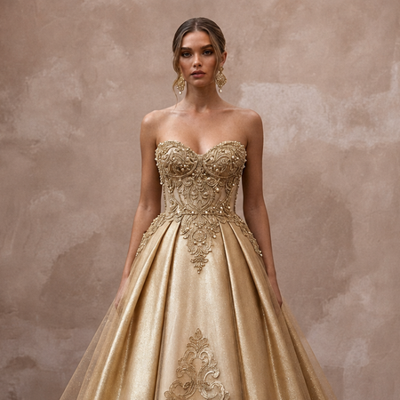 Gold Wedding Dresses with Regal Metallic Accents