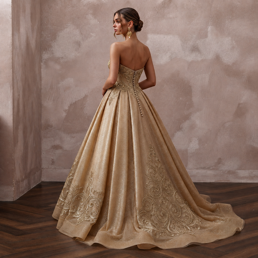 Gold Wedding Dresses with Regal Metallic Accents