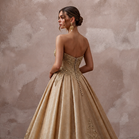 Gold Wedding Dresses with Regal Metallic Accents