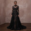 Gothic-Inspired Black Lace Long Sleeve Dress for Themed Elopement