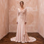 Graceful Blush Silk Georgette Long Sleeve Wedding Dress for Bridal Luncheon