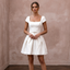 Graceful Ivory Duchess Satin Short Dress for Anniversary Lunch
