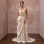 Grecian - Inspired Champagne Draped Silk Bridal Gown for Island Rehearsal - Apparel & Accessories > Clothing > Wedding & Bridal Party Dresses > Wedding Dresses - Mignonette Bridal