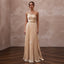 Grecian - Inspired Champagne Pleated Chiffon Column for Reception - Apparel & Accessories > Clothing > Wedding & Bridal Party Dresses > Wedding Dresses - Mignonette Bridal