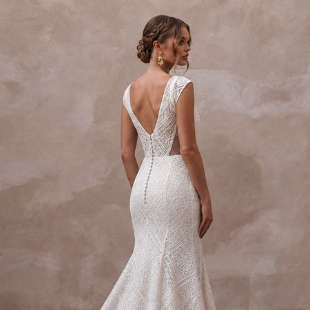Guipure Lace Mermaid Wedding Dresses with Modern Sophistication - Apparel & Accessories > Clothing > Wedding & Bridal Party Dresses > Wedding Dresses - Mignonette
