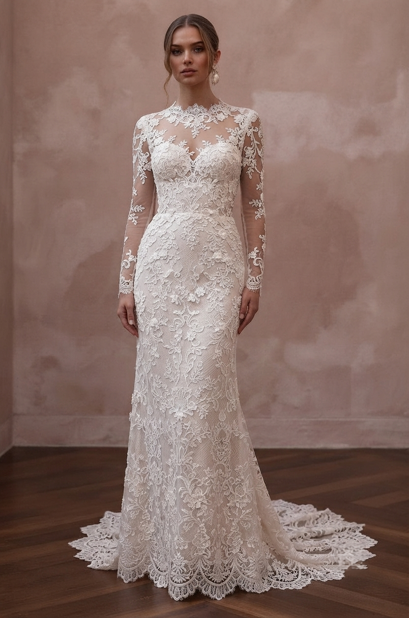Guipure Lace Wedding Dresses with Elegant Floral Motifs Main image