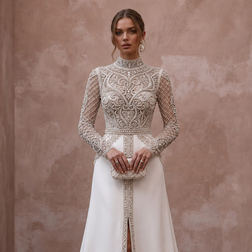 Hand - Beaded Wedding Dresses with Luxury Craftsmanship - Apparel & Accessories > Clothing > Wedding & Bridal Party Dresses > Wedding Dresses - Mignonette