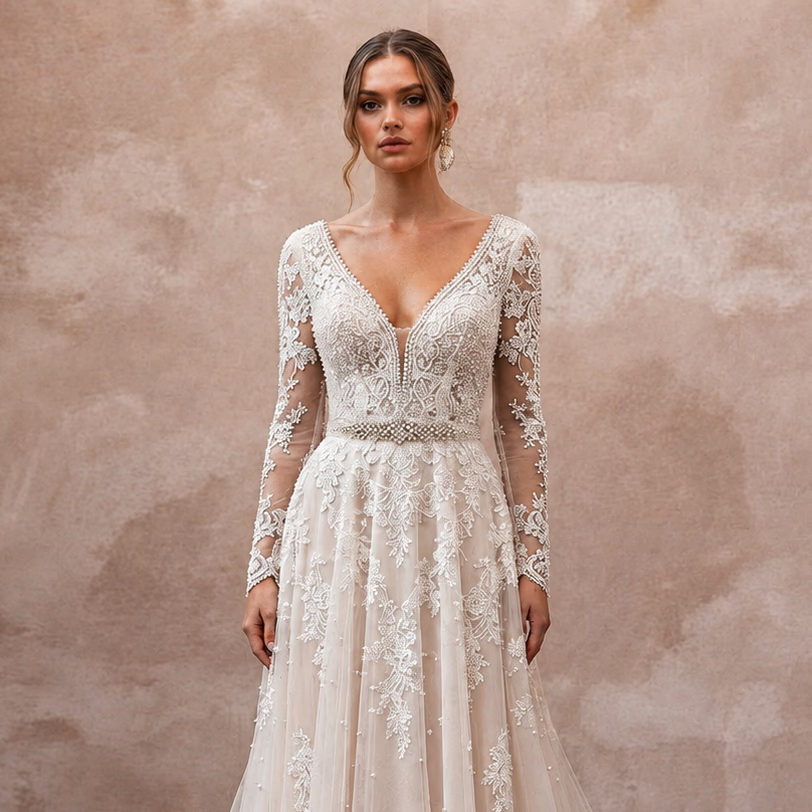 Handcrafted Lace Wedding Dresses with Luxury Details - Apparel & Accessories > Clothing > Wedding & Bridal Party Dresses > Wedding Dresses - Mignonette Bridal