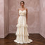 Heavenly Cream Feather-Trimmed Chiffon Bridal Dress for Cocktail Reception