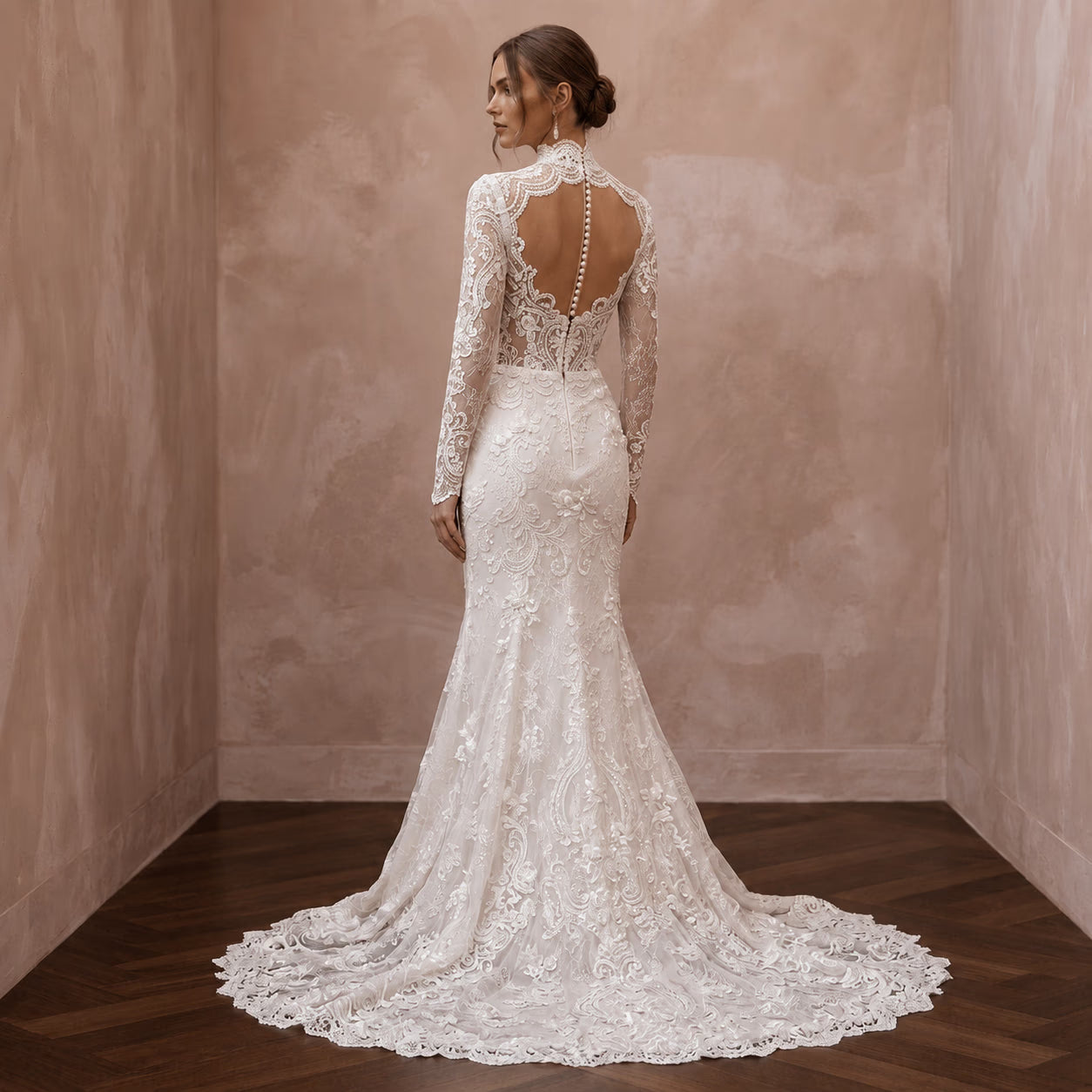 High Neck Lace Wedding Dress for a Traditional Church Ceremony Secondary image