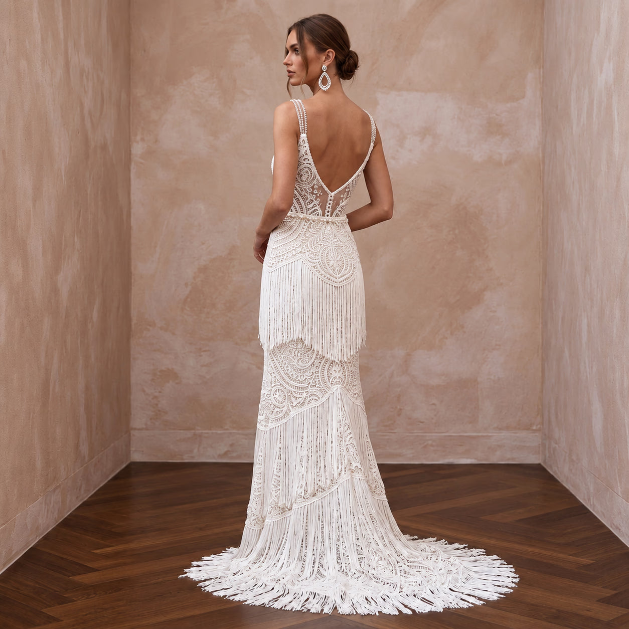 Hippie-Chic White Fringe Crochet Bridal Gown for Beach Vow Exchange Secondary image