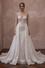 Illusion Neck Wedding Dresses with Embroidered Tulle