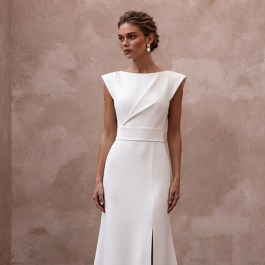 Italian Crepe Wedding Dresses with Sleek Minimalism