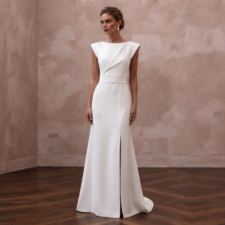 Italian Crepe Wedding Dresses with Sleek Minimalism