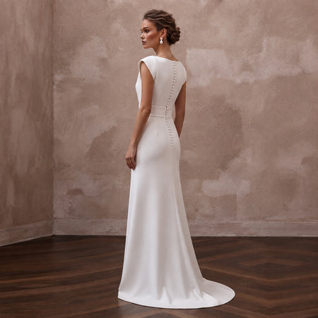 Italian Crepe Wedding Dresses with Sleek Minimalism - Apparel & Accessories > Clothing > Wedding & Bridal Party Dresses > Wedding Dresses - Mignonette Bridal