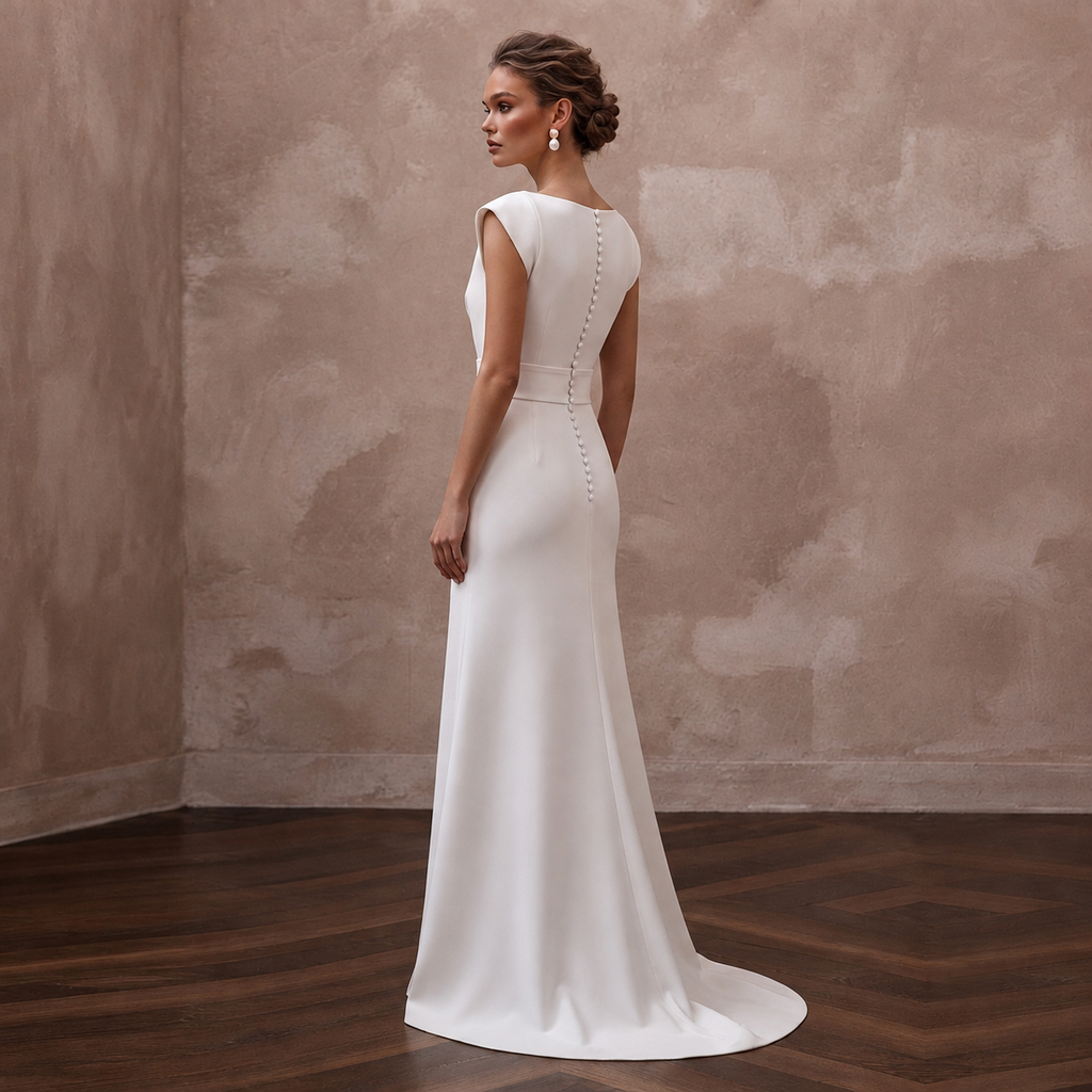 Italian Crepe Wedding Dresses with Sleek Minimalism