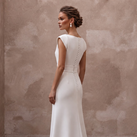 Italian Crepe Wedding Dresses with Sleek Minimalism - Apparel & Accessories > Clothing > Wedding & Bridal Party Dresses > Wedding Dresses - Mignonette Bridal