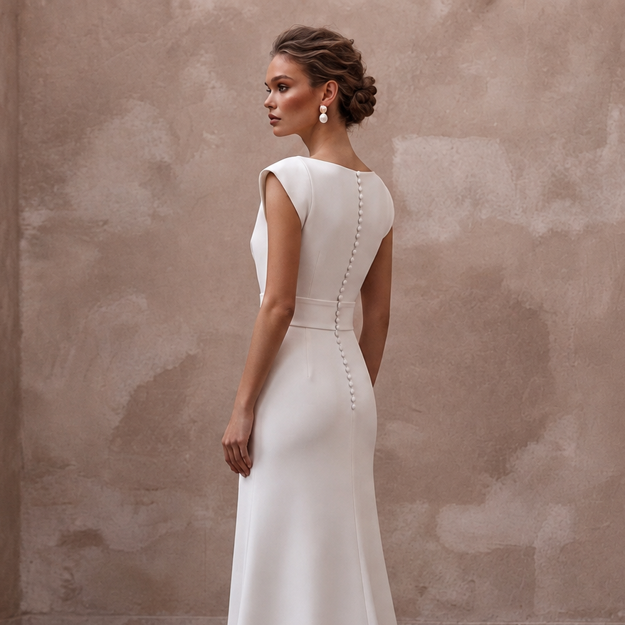 Italian Crepe Wedding Dresses with Sleek Minimalism