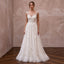 Ivory Floral Embroidered Illusion Neckline A-Line Wedding Gown