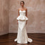 Ivory Floral Jacquard Strapless Peplum Bodice Reception Gown