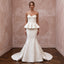 Ivory Floral Jacquard Strapless Peplum Bodice Trumpet Gown