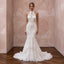 Ivory Guipure Lace High Neck Halter Mermaid Dress for Tropical Vows