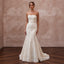 Ivory Laser-Cut Floral Faille Strapless Modern Architectural Bridal Gown
