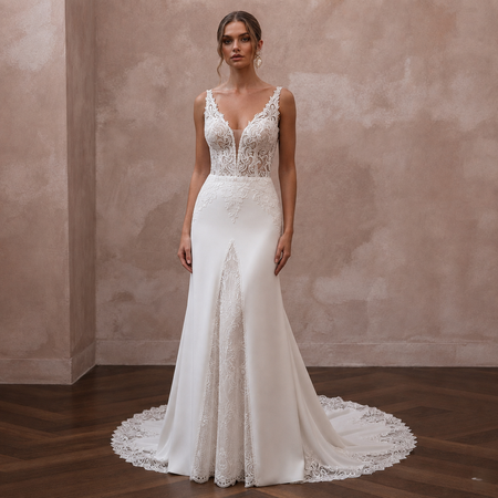 Ivory Wedding Dresses with Chantilly Lace Details