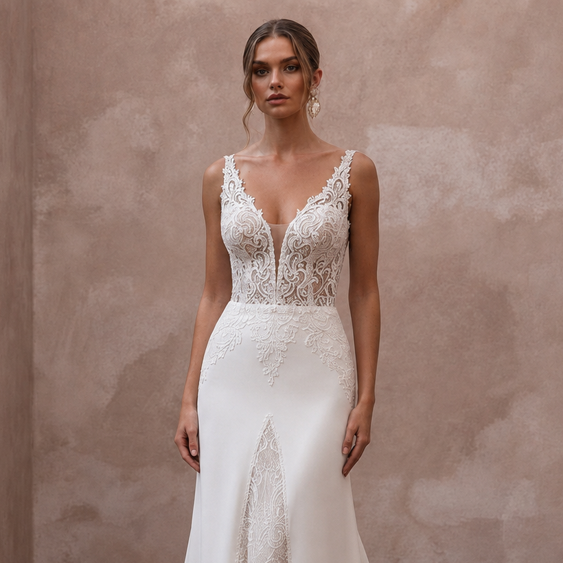 Ivory Wedding Dresses with Chantilly Lace Details