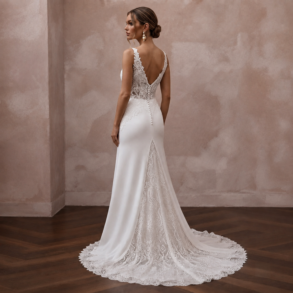 Ivory Wedding Dresses with Chantilly Lace Details