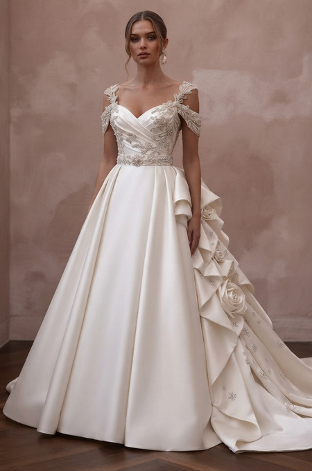 Ivory Wedding Dresses with Timeless Satin Elegance