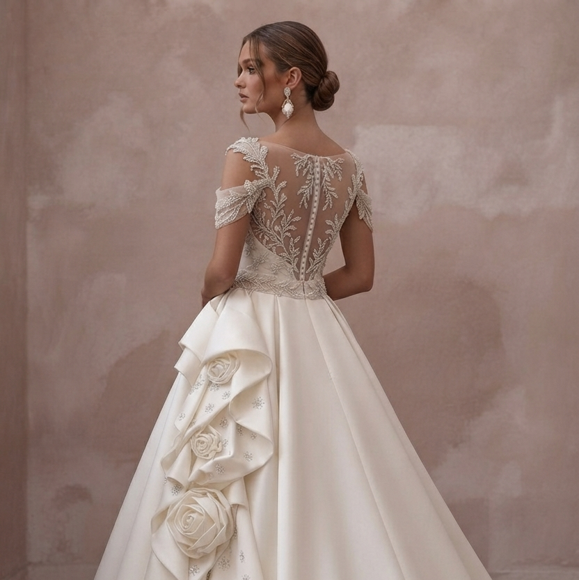 Ivory Wedding Dresses with Timeless Satin Elegance