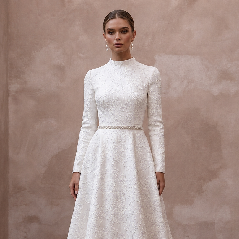 Jacquard Bridal Dresses with Elegant Floral Textures