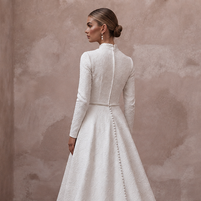 Jacquard Bridal Dresses with Elegant Floral Textures
