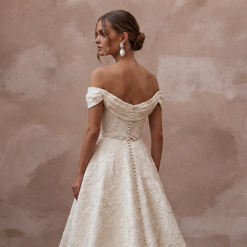 Jacquard Bridal Gowns with Floral Woven Textures
