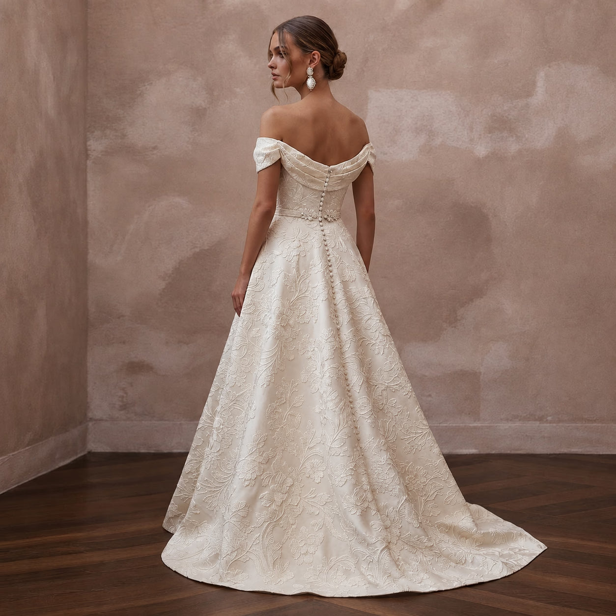 Jacquard Bridal Gowns with Floral Woven Textures Secondary image