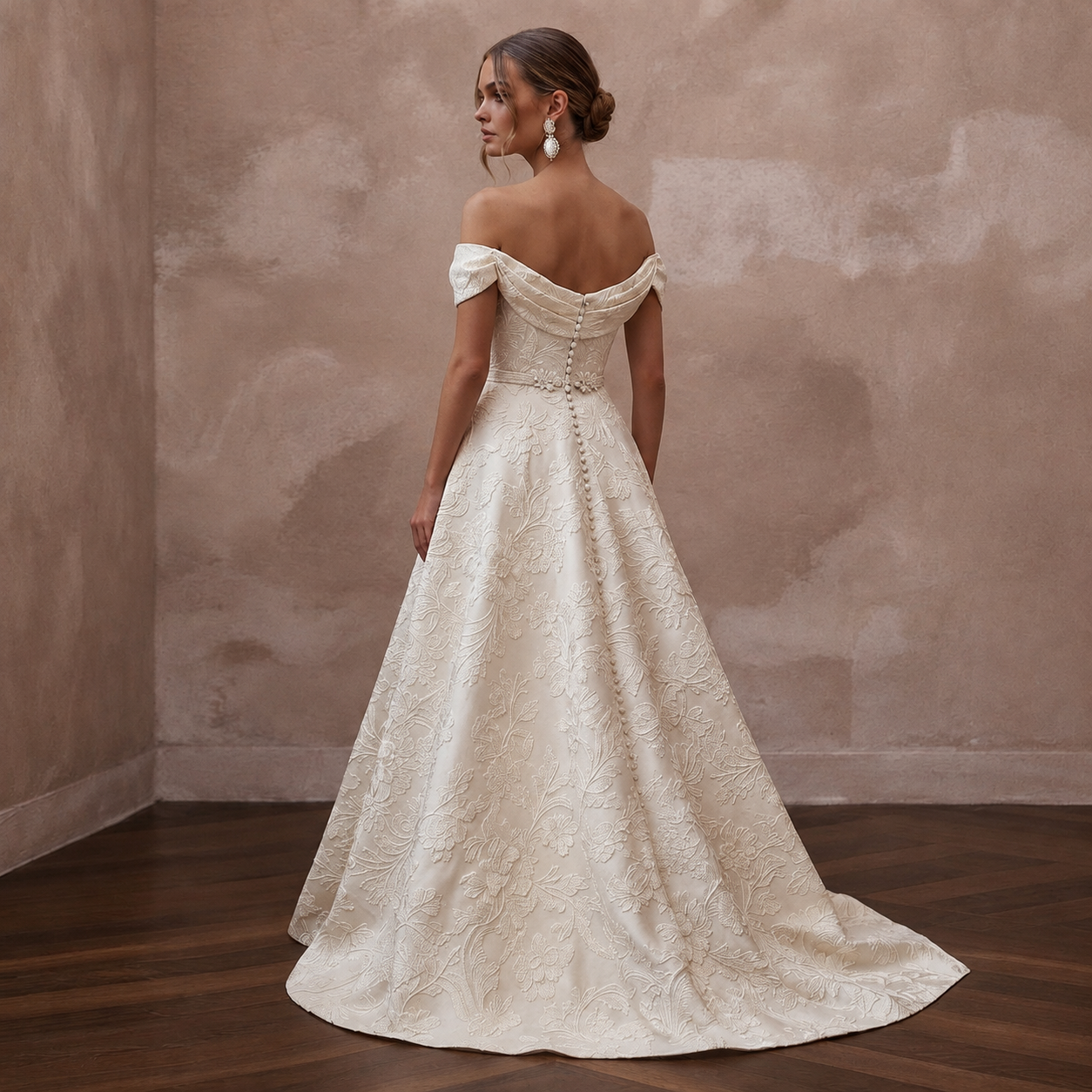 Jacquard Bridal Gowns with Floral Woven Textures